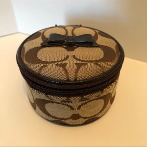 Coach travel jewelry case brown tan with bow